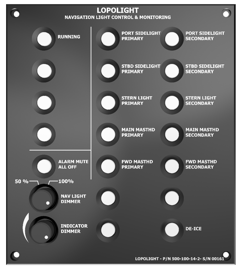 Lopolight control panel, 14 button, 2 dimmers Lopolight control panel, 14 button, 2 dimmers